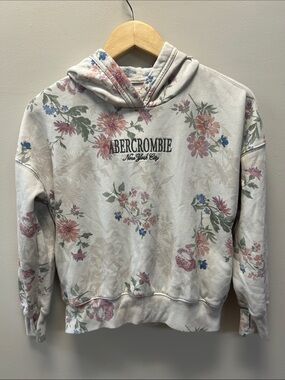 Cottagecore Muted Floral Print Youth Abercrombie Hooded Sweatshirt